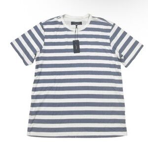 Rag & Bone Core Short Sleeve Tee Mens Striped Slate Blue Medium Cotton New M $98